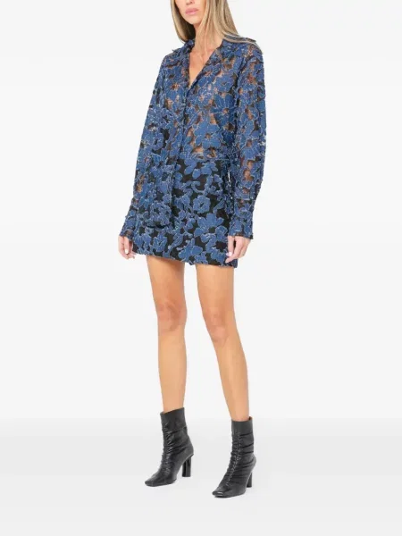 Fustă Jbq cu model floral din dantelă albastru