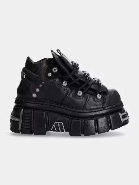 New Rock sneakersy skórzane Nomada Negro + Tower Negro Lateral Acero czarny