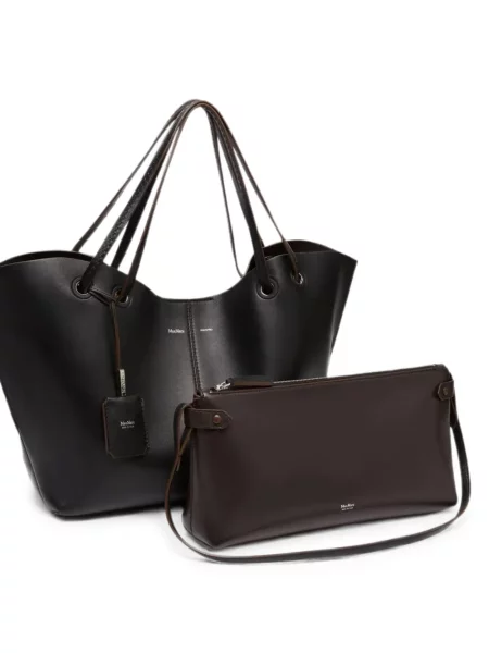 Geantă shopper Max Mara din piele negru
