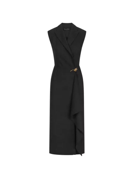 Rochie midi Oscar De La Renta drapată plic gri