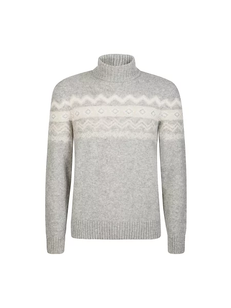 Sweter Eleventy w geometryczne wzory szary