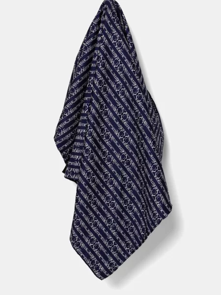 Fular Tory Burch de mătase albastru