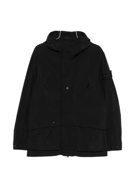 Geacă parka Stone Island cu glugă cu strasuri negru