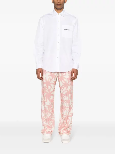 Raštuotos plačiakojis kelnės Palm Angels rožinė