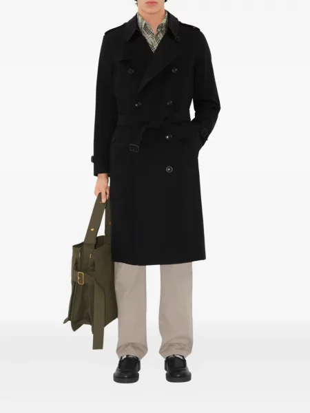 Cu centură trenci Burberry cu două rânduri de nasturi negru