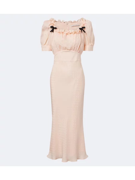 Rochie midi Alessandra Rich cu funde de mătase roz