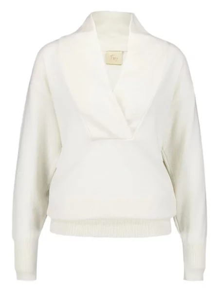 Pulover Paula tricotate cu decolteu în V alb