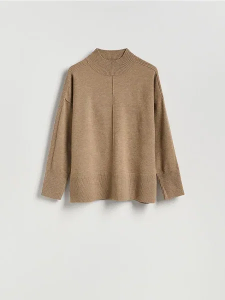 Reserved Sweter z domieszką wełny brązowy