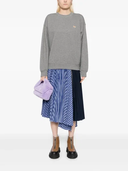 Hanorac Maison Kitsune cu broderie gri