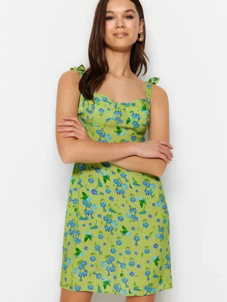 Rochie Trendyol țesută cu bretele albastru