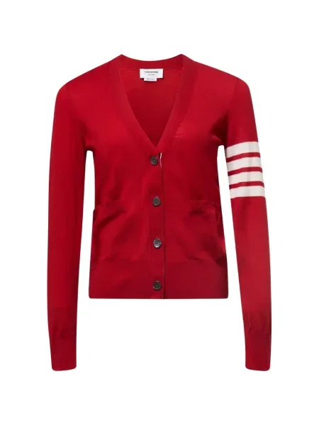 Cardigan Thom Browne cu decolteu în V roșu