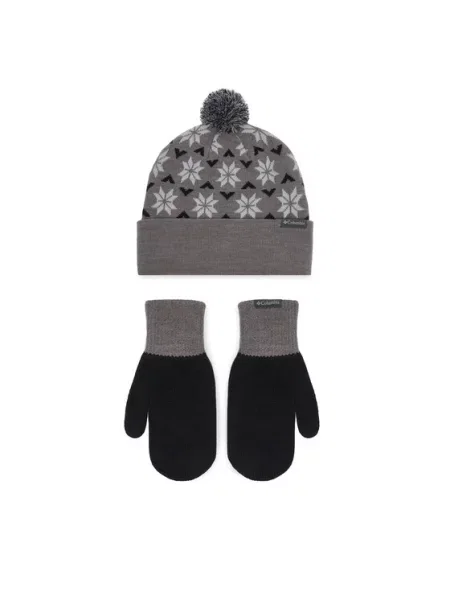 Columbia Set mănuși și căciulă Snowflake închis gri