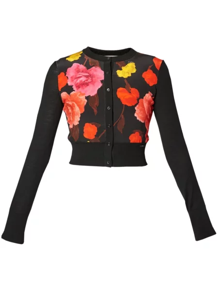 Cardigan Erdem cu model floral cu imagine negru