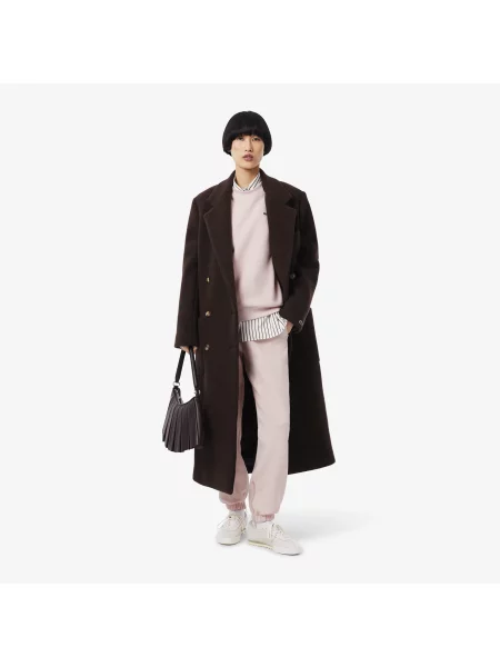 Lacoste Bluza Z Okrągłym Dekoltem Relaxed Fit Piqué różowa