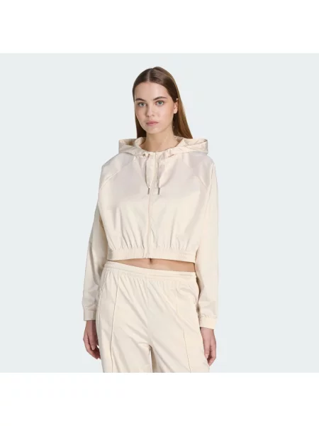 PEARL CROP BLUZA Z KAPTUREM Z SUWAKIEM biała