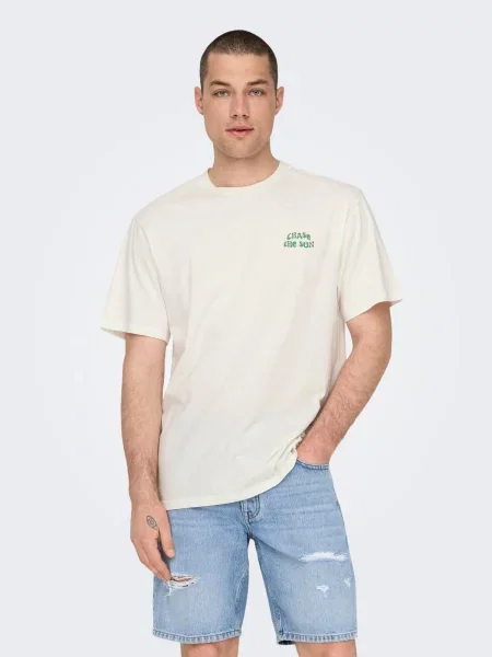 Only & Sons Tricou ONSMace verde închis / natural alb