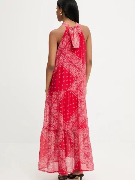 Answear.LAB sukienka maxi rozkloszowana czerwony