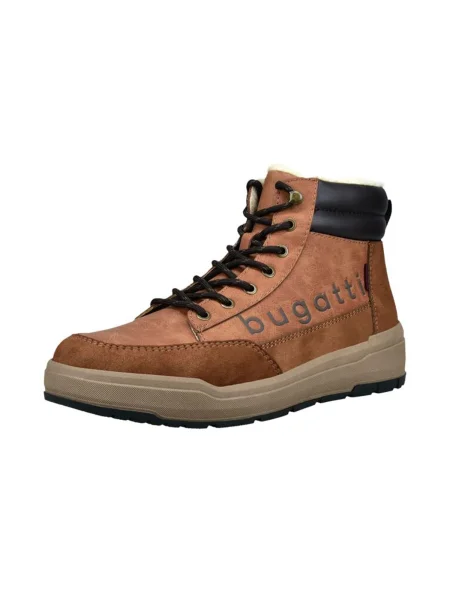Bugatti Šnurovacie čižmy hnedá / koňaková / tmavosivá čierna