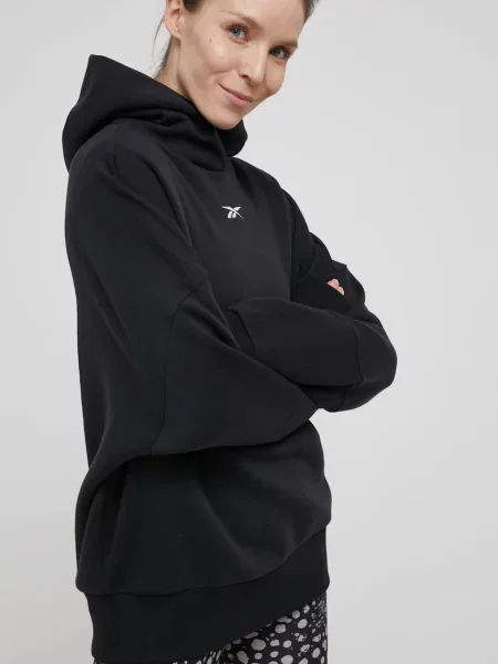 Zgornji del trenirke Reebok Studio Recycled s kapuco črna