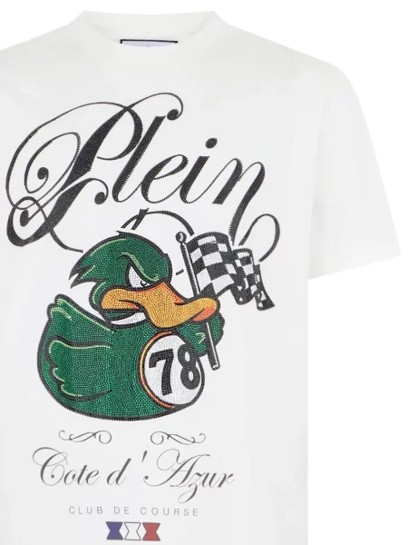 Tricou Philipp Plein din jerseu alb