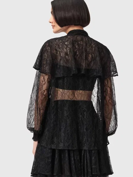 Блузка з бавовною AllSaints однотонна чорний