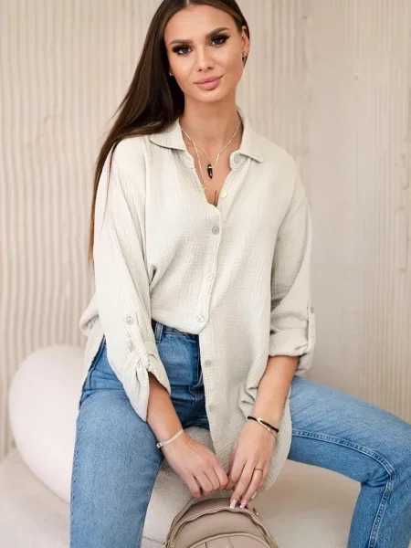 Cămașă Kesi Włoski din muselină bej