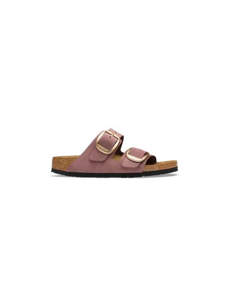 Birkenstock klapki nubukowe Arizona Big Buckle Nubuck Leather różowe