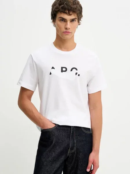 A.P.C. tricou din T-SHIRT MANCHES COURTES TACHE BLANCHE cu imprimeu alb