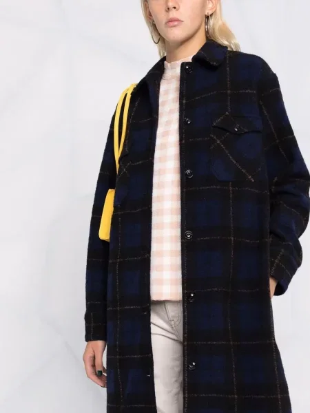 Kostkovaný kabát Woolrich modrý