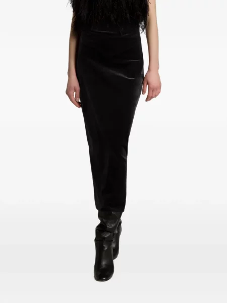 Fustă midi Alberta Ferretti de catifea cu volane negru