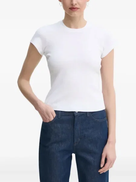 Koszulka A.l.c. z okrągłym dekoltem prążkowana biała