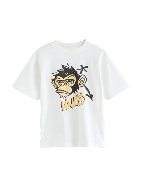 Next Tricou portocaliu pastel / negru alb