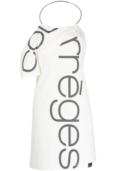 Rochie Courreges cu imagine cu un umăr gol de costum alb
