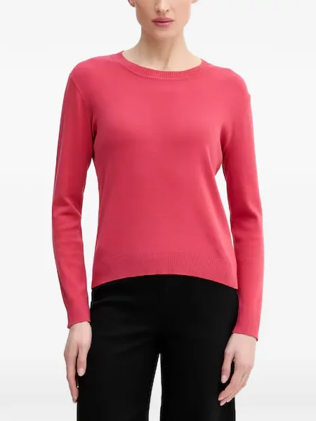 Top Benetton tricotate cu decolteu rotund roz