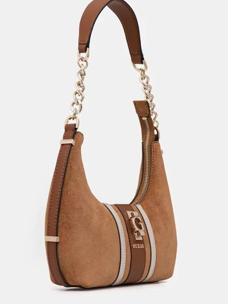 Geanta de piele Guess din piele maro