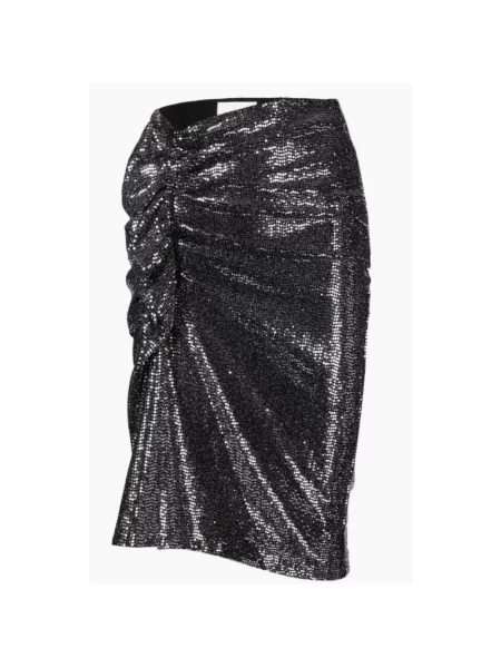 Lniana spódnica midi Isabel Marant Etoile do kolan szara