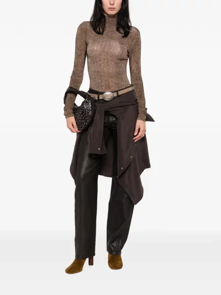Top Maison Margiela cu imagine cu model herringbone maro