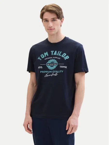 TOM TAILOR Tričko tyrkysová / tmavomodrá biela
