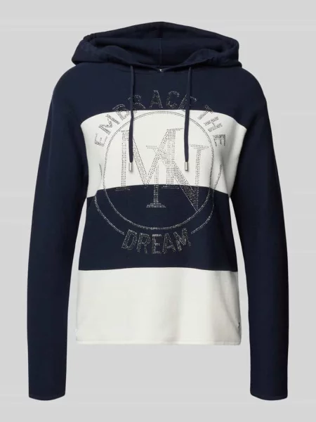 Bluza z kapturem Regular Fit z czystej bawełny Monari granatowa