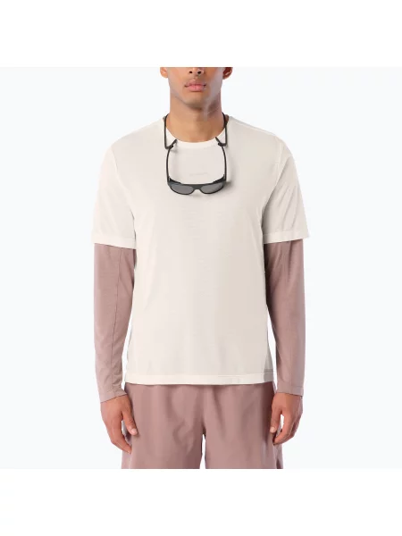 Tricou de alergare pentru bărbați Salomon Shakeout Core GFX SS Tee whisper white/pink frosting alb