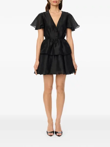 Rochie mini Post Meridiem cu volane de costum negru