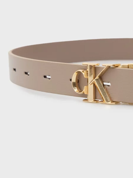 Кожаный ремень Calvin Klein бежевый