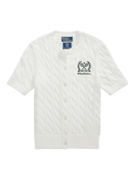 Tricou Polo Ralph Lauren cu broderie de costum cu dungi alb