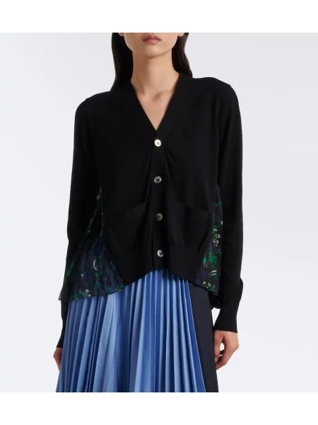 Cardigan Sacai cu model floral negru