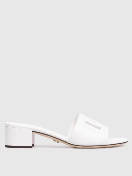 Шкіряні мюлі з логотипом Dolce&gabbana білі