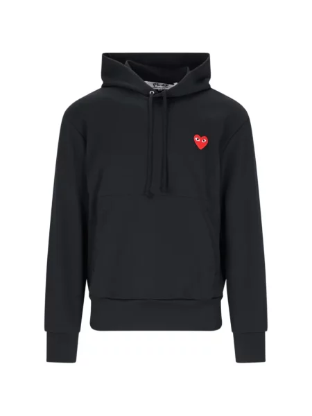 Hanorac cu glugă Comme Des Garcons Play cu motiv cu inimi negru