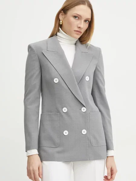 Luisa Spagnoli sacou din lână cu doua randuri de uni gri