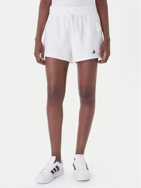 Adidas Szorty sportowe Essentials Small Logo French Terry Cargo biały