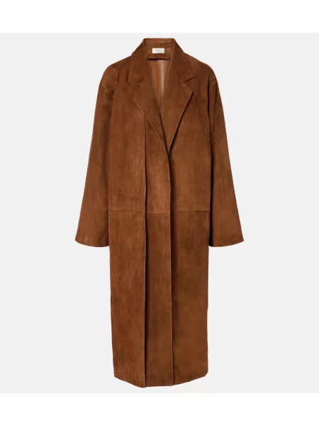 Palton The Row din piele de căprioară maro