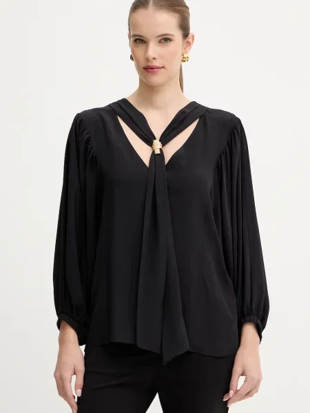 Simona Corsellini bluzka z dodatkiem jedwabiu czarna